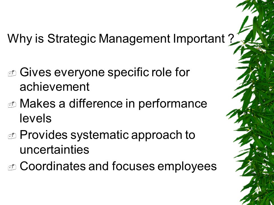 Why strategic management is important to